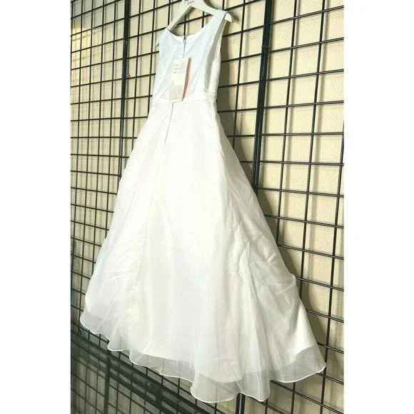 NWT NEW White Satin, Chiffon Sweetie Pie Pageant/Party/Formal Gown 7Y-Fit 7/8/9Y